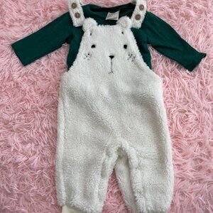 2 piece teddy overalls